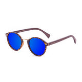Bamboo brown arm with demy brown frame with blue revo lens