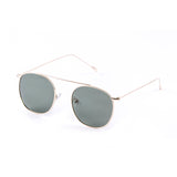 Gold metal, green lens
