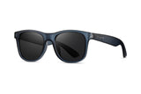 Matte transparent blue frame with smoke polarized lens