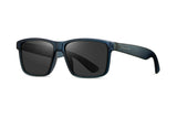 Matte transparent blue frame with smoke polarized lens