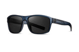Matte transparent blue frame with smoke polarized lens
