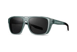 Matte transparent blue frame with smoke polarized lens