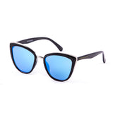 Shiny black frame & shiny silver metal with smoke PC flat lens with real skyblue revo