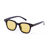 Shiny black framemetal hinge yellow color flat PC lense