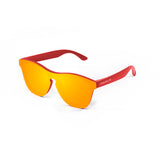 Matte red transp frame with revo red flat lens