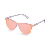Matte solid grey frame with revo pink flat lens