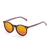 Bamboo brown arm with demy brown frame with red revo lens