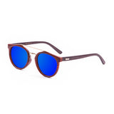 Bamboo brown arm with brown frame with blue revo lens