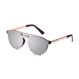 Matte black frame with metal gold temple with silver mirrow flat lens